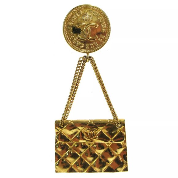 Chanel Bag Brooch Pin Gold 93P AK35531d - Picture 1 of 11